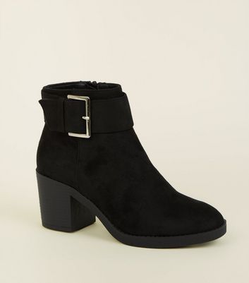 Girls Black Suedette Chunky Buckle Ankle Boots Add to Saved Items Remove from Saved Items
